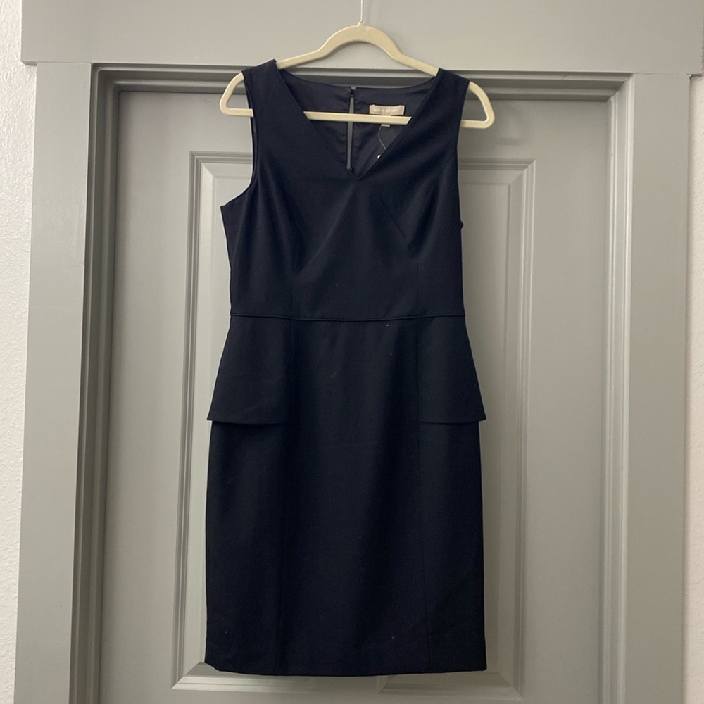 NWT Banana Republic Lightweight wool peplum dress, black, size 10.